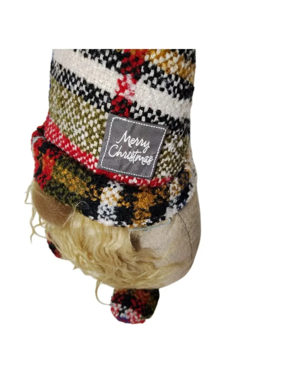 Holiday Time Christmas Gnome Plaid Hat Festive Decor 10 Inch Tall Rustic Design